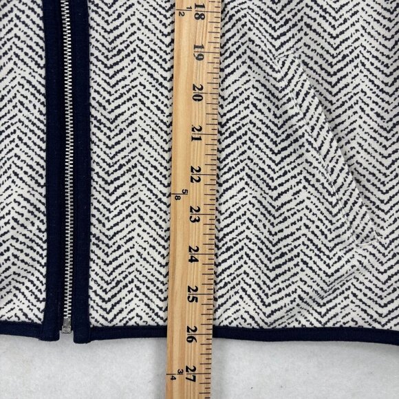 Weekends Chico's Vest Women's Size M Blue White Chevron Print Sleeveless Zip Up - Picture 9 of 11